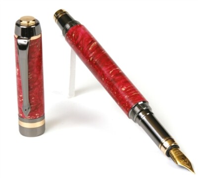 Lanier Pens - Elite Fountain Pen - Gun Metal - Red Box Elder