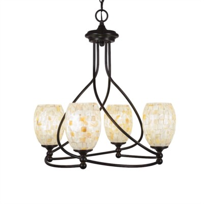 Toltec Capri 4-Light Chandelier Dark Granite Ivory Glaze