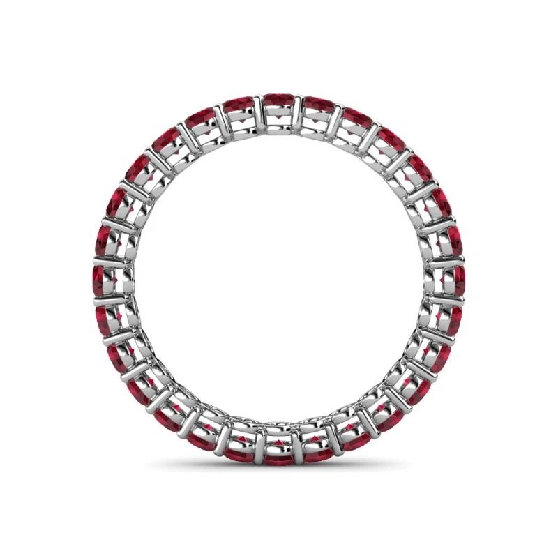 Sterling Silver 925 Ruby Brilliant-Cut Round 2.00mm Full Eternity Band Ring - Image 3 of 4