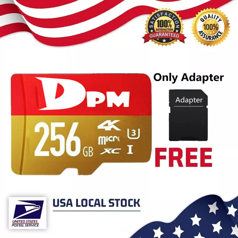 Micro SD 256GB Memory Card Class 10 A1 U3 for Phone Camera Drone Lot W/ Adapter-image