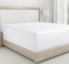 King Size Fitted Sheet White, 100 Cotton 400 Thread Count Sateen, Deep Pockets,