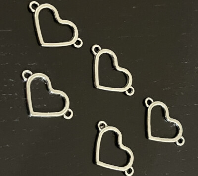10 pcs Heart silver connectors Charm for making bracelet