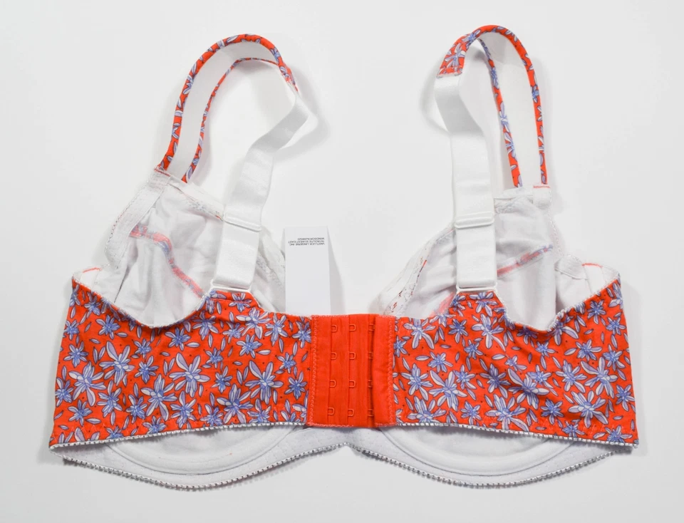 Nuevo con etiquetas Sujetador Curve Muse Naranja Púrpura Floral 100% Algodón Con Aros Talla 40DDD Foto 2 de 4