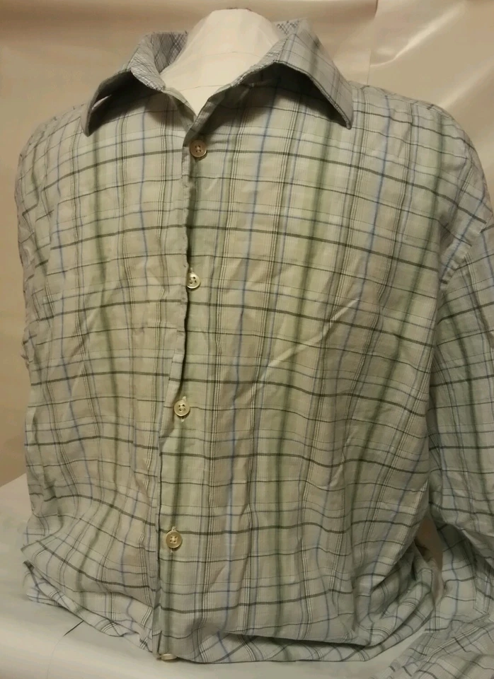 Camisa Egara para hombre azul y verde a cuadros L/S abotonada talla XL 17-17 1/2 Foto 2 de 4