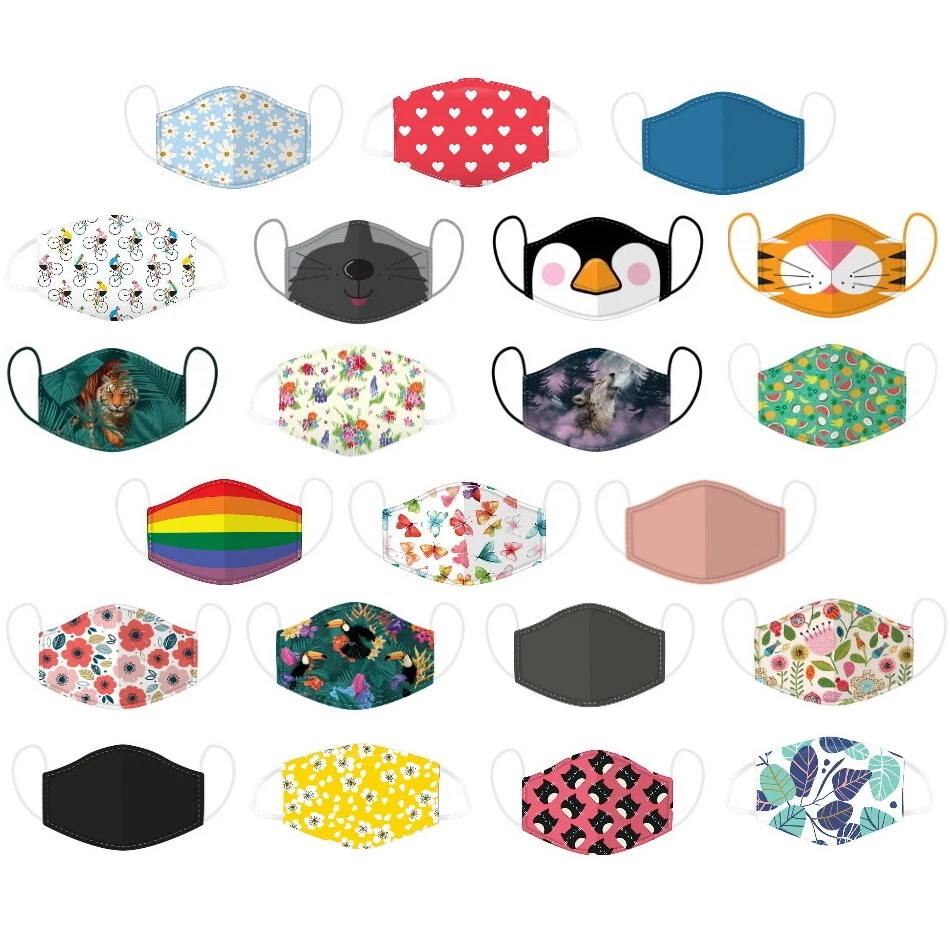 PUCKATOR Reusable Adult Face Covering Layered Washable Soft Polyester Cotton (Pack of 2)