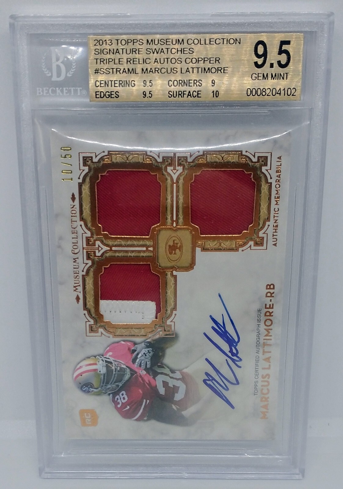 Marcus Lattimore Topps Museum Collection Signature Swatches Triple Relic Autograph #ML Copper