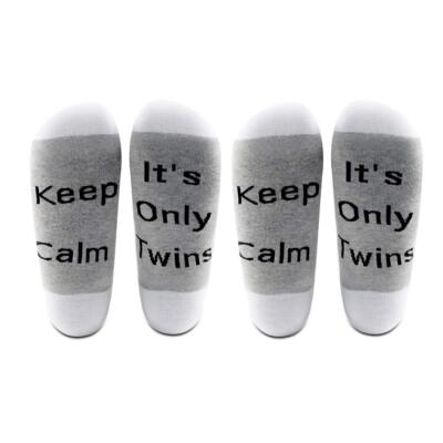 2 Pairs Mid Calf Funny Pregnancy Announcement Socks Keep Calm It's Only Twins