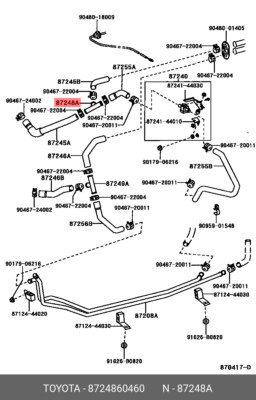Original OE-Rohr, Heizungswasser, M, 8724860460 für TOYOTA 87248-60460