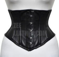 Leather Heavy Duty Steel Boned Leather Waist Trainer Underbust Laced Corset