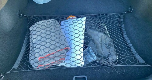Rear Trunk Floor Mesh Cargo Net Organizer For BMW 3-Series Sedan/Wagon (2001-2024) – Elastic, Black