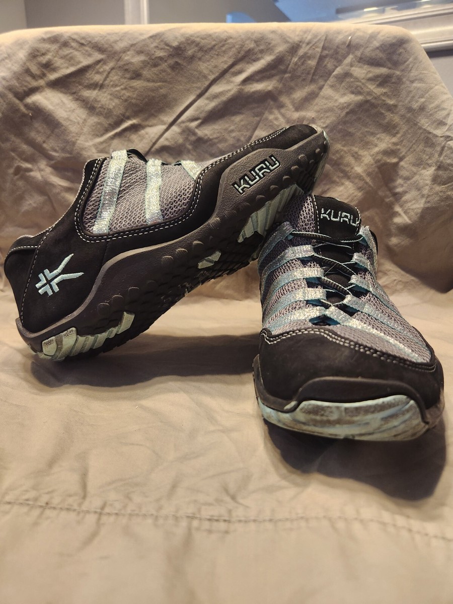 Kuru Chicane Trail Hiking Shoes Womens Black Teal Gray Leather