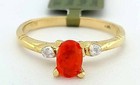 GENUINE 0.65 Cts PADPARADSCHA SAPPHIRE & DIAMOND RING 10K GOLD -Free Certificate