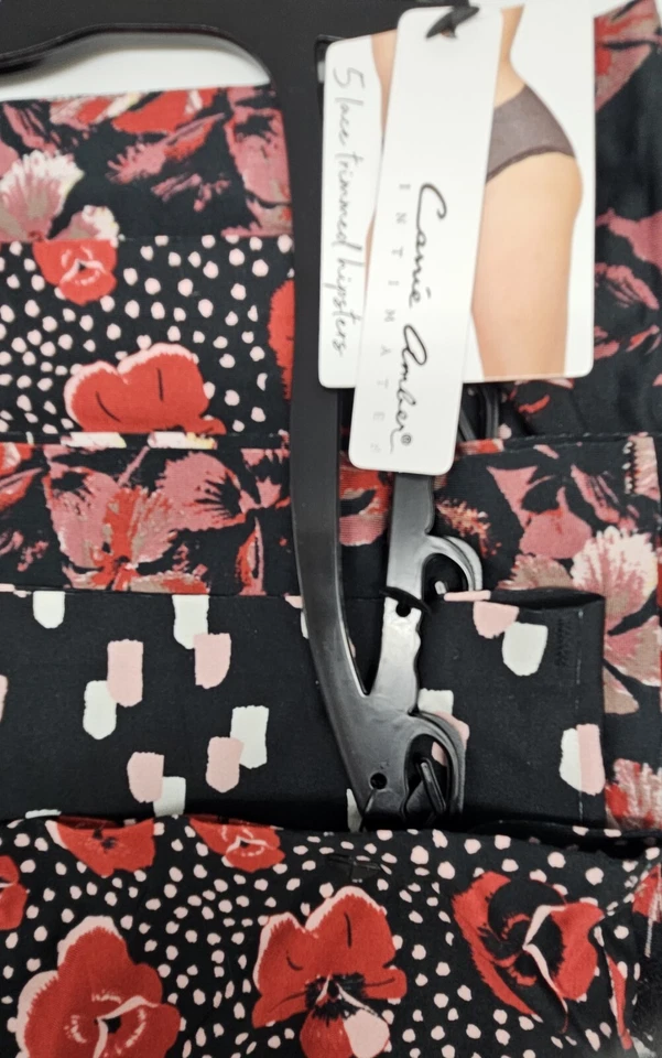 CARRIE AMBER 5 Pk Women's M L XL Smooth Bonded Hipster Panties Black Red Pink - Image 4 of 4