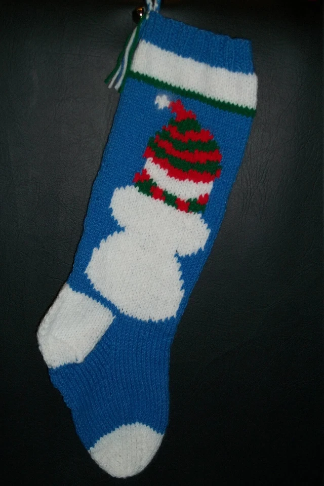 Pattern Only Hand Knitted SNOWMAN with SCARF Christmas Stocking - Image 2 of 2