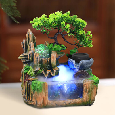 Zimmerbrunnen Mit LED & Nebel – Tischbrunnen Mit Drehender Kugel Für Büro & Wohnzimmer