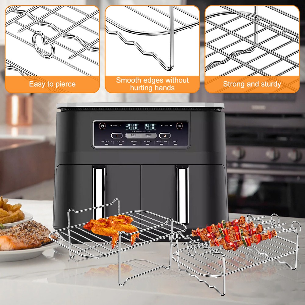 Nonstick Silicone Air Fryer Pan Set with 100 Parchment Paper Liners