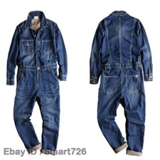Classic Men's Denim Jumpsuit Casual Slim Fit Overalls Jeans Trousers Cowboy Pant