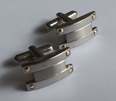 Dolan Bullock Cufflinks - Stainless Steel 18K Gold Venice Collection Cuff Links