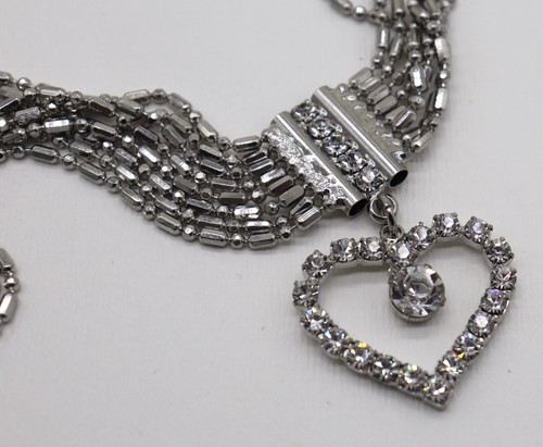 Women's Belt Stainless Steel w/ Clear Stone & 8 Strands Adjustable Retro Vintage - Picture 5 of 12