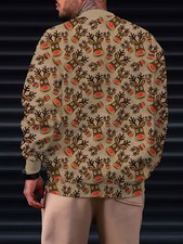 Red Nose Reindeer Ugly Christmas Sweater Tan All Over Print Crewneck Jumper Gift