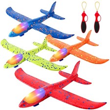 4 Pack Airplane Flying Toys, 4 Throwing Foam Plane Toy for 3 4 5 6 7 8 Years ...