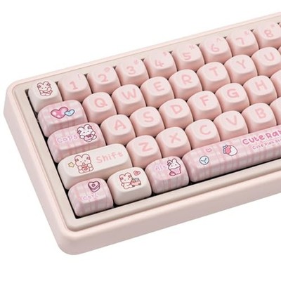 Cute PBT 144-Key Pink Gaming Keycaps Set MOA Profile Anime Cartoon Dye-Sub AN...