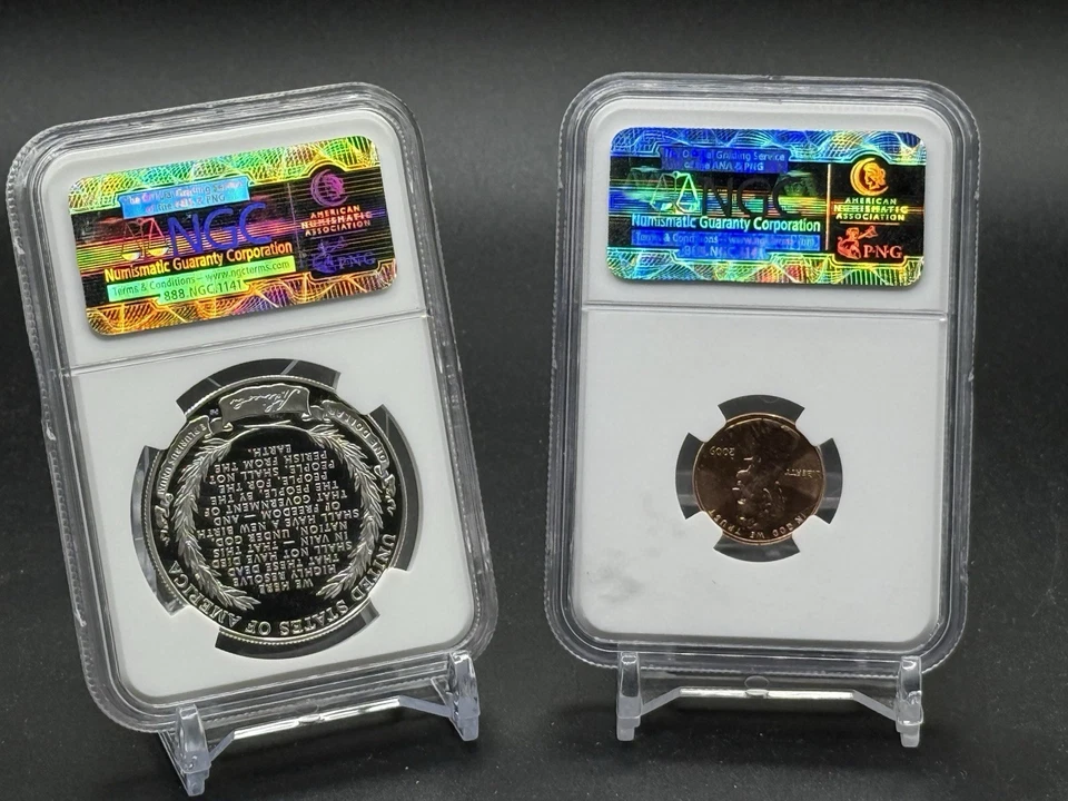 2009 Lincoln Bicentennial $1 Silver Dollar NGC PF69 UCAM + Formative Penny MS66 - Image 2 of 4