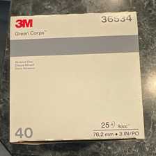 3m 36534 Green Corps Roloc Abrasive Disc 3in 40 Grit Coarse 25 Pack New 3m 36534 Green Corps Roloc Abrasive Disc 3in 40 Grit Coarse 25 Pack New