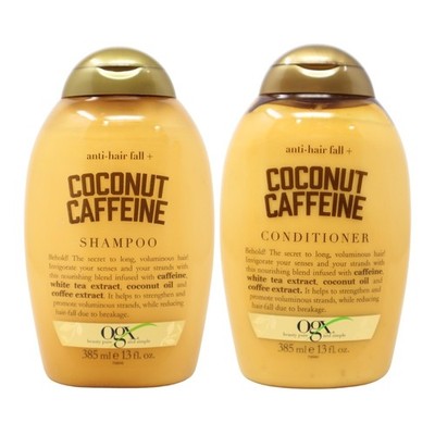 OGX Anti-Hair Fall + Coconut Caffeine Strengthening Shampoo & Conditioner, 10 Oz