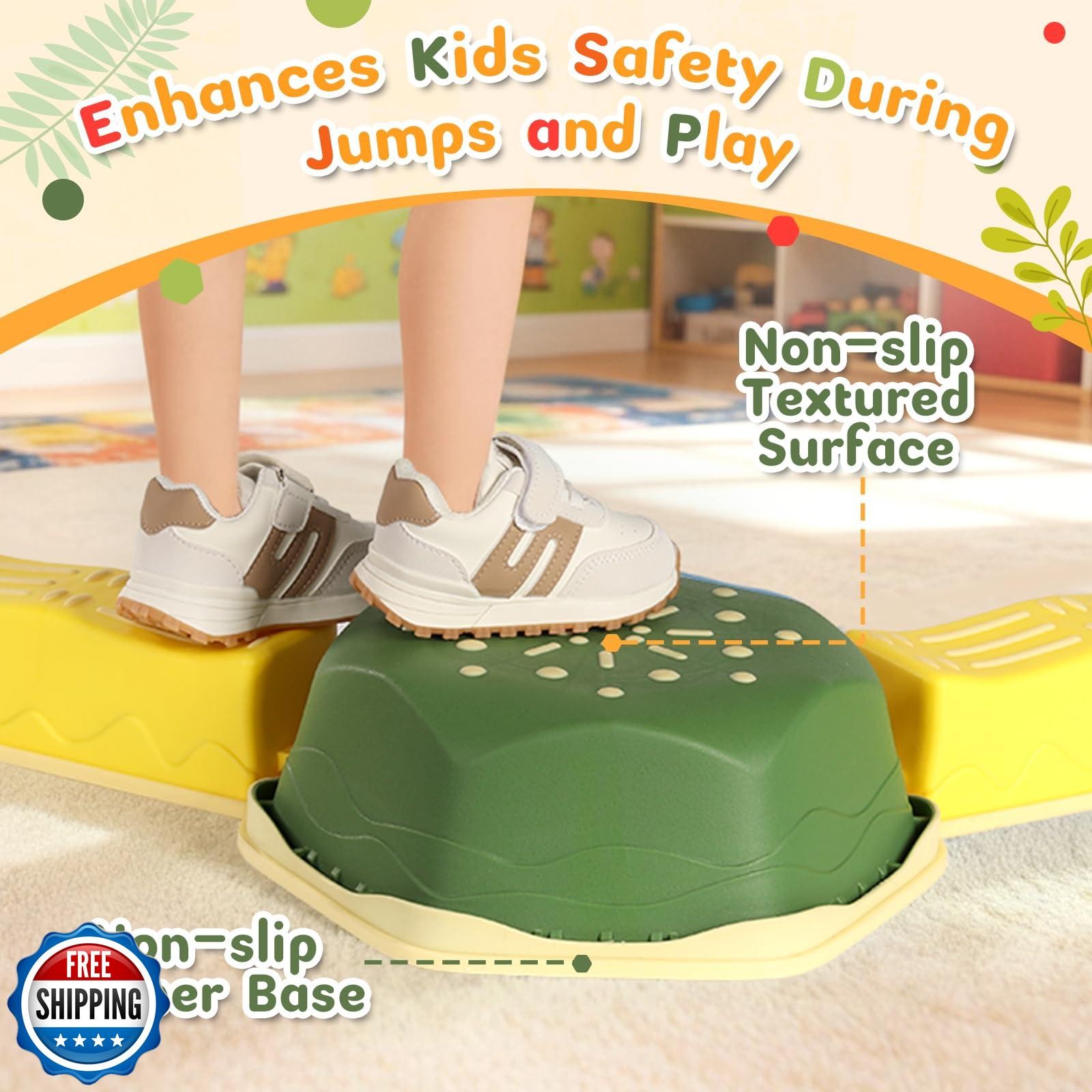 HappyField Balance Beam for Kids 18Pcs Non-Slip Stepping Stones O