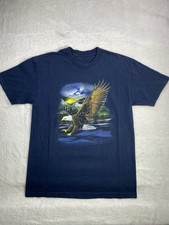 Vintage Bald Eagle Nature Navy Blue T Shirt Size Small/Medium