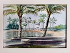 original watercolor painting lifeguard house at Florida beach seaside palms   — photo 2