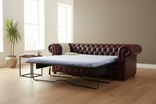 Sofa Bed Couch 3 Seater Chesterfield Oxblood Red Real Italian Leather