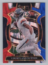Courtland Sutton 2025 Panini Select Red and Blue Prizm Shock Denver Broncos
