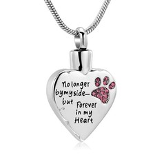 No Longer by My Side,But Forever in My Heart Carved Locket Cremation Urn Necklac