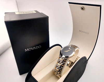 Movado Men's Museum Classic 2-Tone GP/SS W/Blk Dial #81.G2.1850 ~ Display Model
