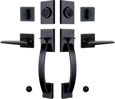 Double Front Door Entry Handle and Deadbolt Lock Set Oil Rubbed Bronze Finish