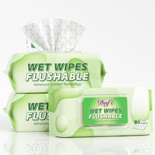 Flushable Wipes for Adult Wet Wipes, Total 240 Unscented Toilet Wipes Flushab...