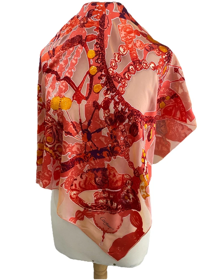 S36# Cartier Multicolore Silk Scarf 34 Inch Made In Italy  - Image 2 of 4