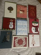 PAPYRUS Lot Of 9 Christmas Holiday Cards  Sparkle Embellished Red Pretty 3D