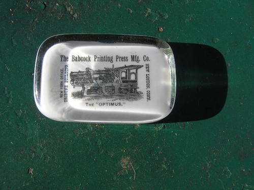 Antique Babcock printing press mfg. Co. glass paperweight 1800's | eBay