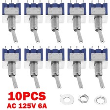 10Pcs Miniature DPDT On/On 6 Pin 2 Position Latching Toggle Switch AC125V 6A HOT
