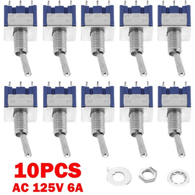 #ad 10Pcs Miniature DPDT On On 6 Pin 2 Position Latching Toggle Switch AC125V 6A HOT $9.95