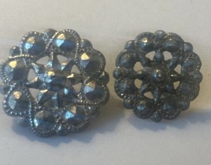 Antique French Button Pewter Pair Openwork Star
