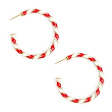 Christmas Earrings for Women Christmas Ornament Wreath Twist Hoop Earrings - 02