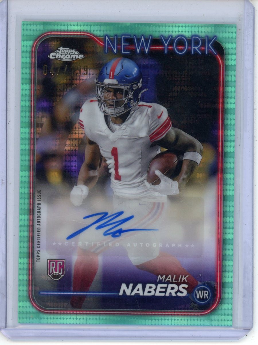 2024 Topps Chrome Malik Nabers Auto Aqua /199 #RA-MNA