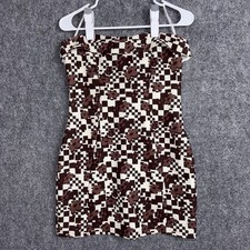 White Fox Got Me Hooked Mini Dress Womens Size M Brown White Bodycon