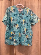 Wonderful World of Disney Tinkerbell scrub shirt XL Indian Teal NWT