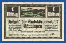 07 186 Notgeld G&ouml;ppingen, Amtsk&ouml;rperschaft 1 Million Mark, 16.8.1923