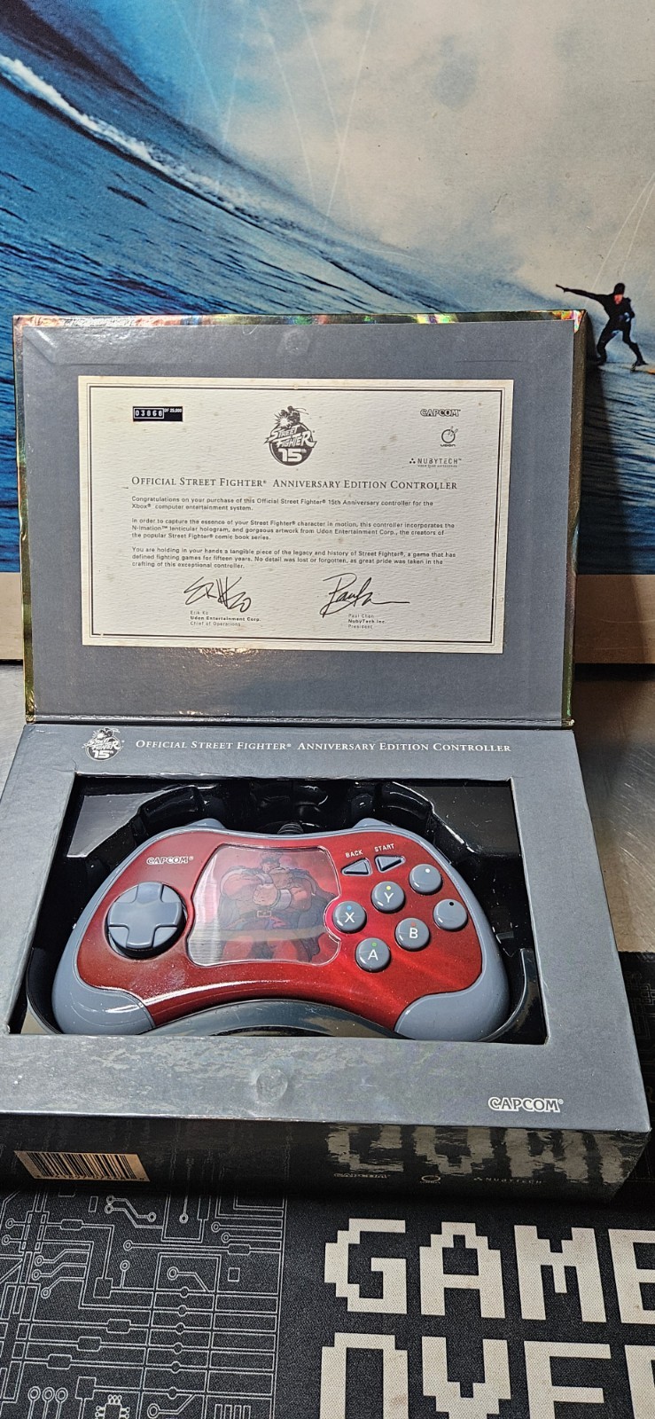 Street Fighter Anniversary Edition XBOX Controller - NubyTech M. Bison Open Box.